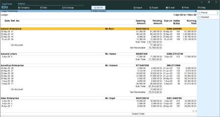 Print Outstanding with Partywise Total & Contact Details